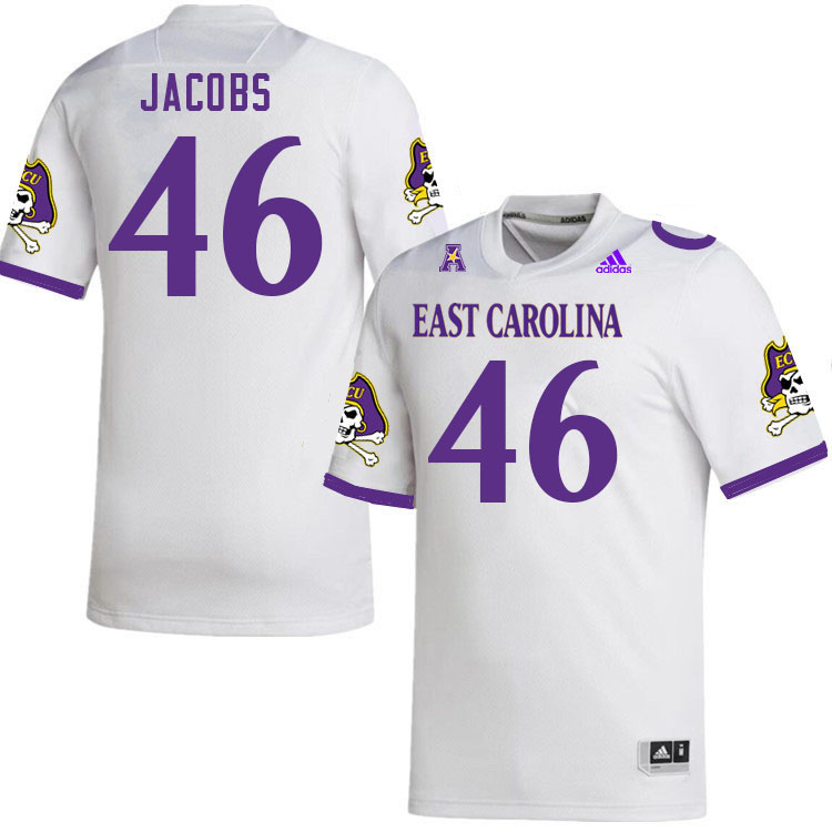 Men #46 Melvin Jacobs ECU Pirates 2023 College Football Jerseys Stitched-White - Click Image to Close